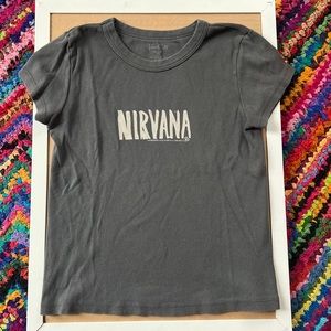 Brandy Melville John Galt t-shirt grey cotton nirvana